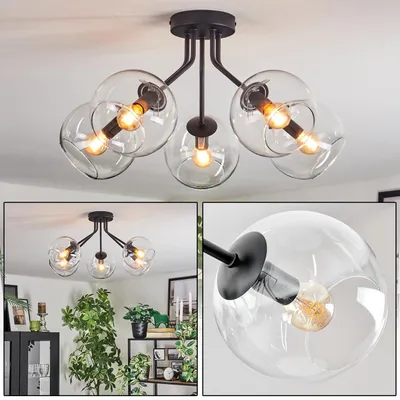 Produktbild von Cesaro Deckenlampe aus Metall/Glas in Schwarz/Klar