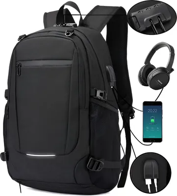 Productafbeelding van CarryQuest® - Rugzak, waterafstotend nylon, 32 liter, laptopvak, zwart