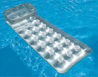 Produktbild von INTEX Luftmatratze, 188 x 71 cm, Suntanner, Silber Transparent, sonnenlichtreflektierender Boden für gleichmäßige Bräune, PVC 0,28 mm dick, 2 Luftkammern, robust