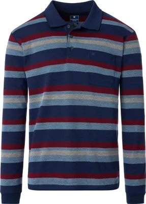 Produktbild von REDMOND Casual Herren Polo-Shirt Langarm Comfort Blau gestreift 6XL