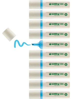 Zdjęcie produktu dla Zakreślacz Highlighter edding 24 EcoLine do wielokrotnego napełniania jasnoniebieski Opakowanie 10 sztuk