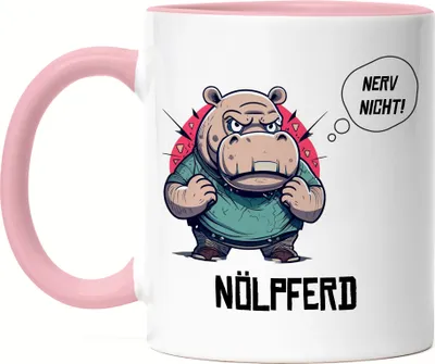 Produktbild von Nerv nicht Nölpferd Tasse Rosa Wortwitz Kollegen Chef Sarkasmus Arbeit Büro