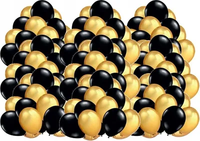 Produktbild von Schwarze und goldene Ballons, Set mit 100 Stück, für Hochzeit, Geburtstag, Jubiläum. RoyaliTo_PL