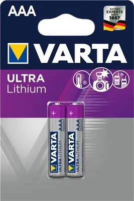 Produktbild von Varta Batterien AAA, 2 Stück, Ultra Lithium, 1,5V, ideal für Digitalkamera, Spielzeug, GPS Geräte, Sport- & Outdoor-Einsätze, Einwegbatterie, AAA, Lithium, 1,5 V, 2 Stück(e), 1100 mAh