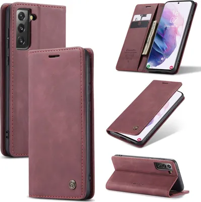 Produktbild von König Design Hülle kompatibel mit Samsung Galaxy S21 Plus Kunstleder Handyhülle - Handy Case Rot