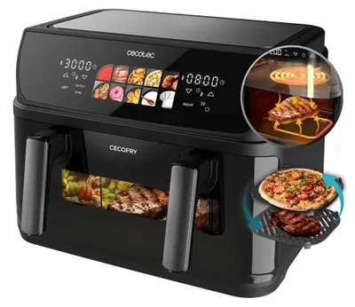 Produktbild von Cecotec Cecofry&Grill Duoheat 10000, Heißluftfritteuse, 10 l, 40 °C, 200 °C, Einzelbild, Schwarz