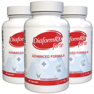 Produktbild von Diaform RX - 180 Kapseln (3x60) hochdosiert - Original Rezept aus der Schweiz - Vegan & Pflanzlich mit Vitaminen & Mineralien - 3er Pack