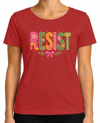Produktbild von RESIST Groovy Retro Blumen Hippie Feminismus Statement Sarkasmus Damen T-Shirt, Rot, 3XL