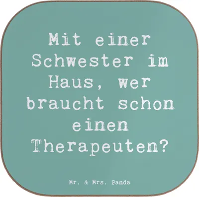 Produktbild von Mr. & Mrs. Panda Untersetzer für Gläser Spruch Schwester Glück - Meeresbrise - Geschenk, Jubiläen, Familiengeschenk, Coaster, Familie, Tischuntersetzer, gläseruntersetzer