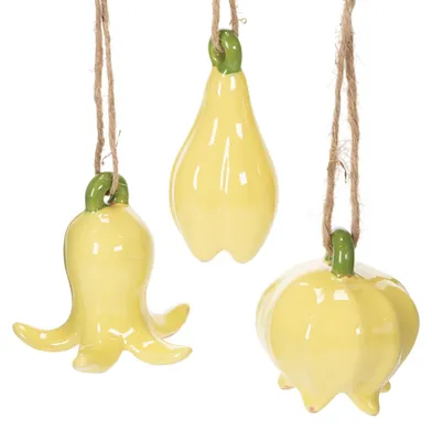 Produktbild von Keramik Blumen Anhänger frühlingshafte Dekoration für Zuhause, 6 Stück