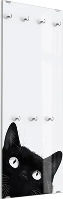 Produktbild von DEQORI Kleiderhaken aus Glas 50x125 cm 'Der Katzengruß' Wand Garderobe Paneel Haken