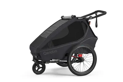 Zdjęcie produktu dla Qeridoo Kidgoo 2 - Przyczepka rowerowa dla 2 dzieci, kolor: Phantom Grey, Obraz wygenerowany przez AI