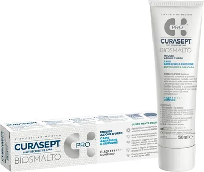 Produktbild von CURASEPT Biosmalto Zahnpasta gegen Karies, Abrasion und Erosion, Sanfte Minze, 50 ml