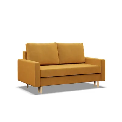 Produktbild von Wohnzimmer Sofa mit Schlaffunktion, Sofa 2-Sitzer BLANK, Wendekissen, Bonell, Gelb