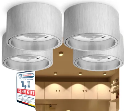 Produktbild von SSC-LUXon CELI-X 4 Stück Aufbauspots Lampenfassung GX53 - Aufbauleuchte silber gebürstet rund 1-flammig (ohne Leuchtmittel)