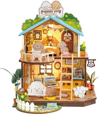 Produktbild von ROBOTIME Rolife DIY House: Villa fü r Hunde mit LED-Beleuchtung 230 dlks