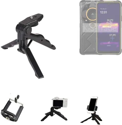 Produktbild von K-S-Trade Stativ Tisch-Ständer Dreibein Handy-Stativ Ständer kompatibel mit AGM G2 Pro Mini-Stativ Smartphone Tripod Handy-Stativ aus Plastik