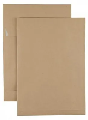 Produktbild von Kaenguruh B5 Faltentasche, Natron / Recycling braun 120g mit Haftklebung Abdeckstreifen,Stehboden und Faltenbreite 32 mm