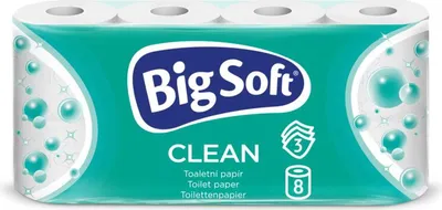 Produktbild von BigSoft Toilettenpapier 3 lagig 8 Rollen à 150 Blatt weiches WC Papier hautfreundlich und saugstark Vorratspack für Bad und WC 12er Set