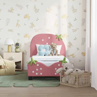 Produktbild von Cloris Designermöbel Kinderbettgestell mit Kopfteil Rosa 70 x 140cm Samt - 2026Neu712089 - Klassische BettenJugendbett Tagesbett