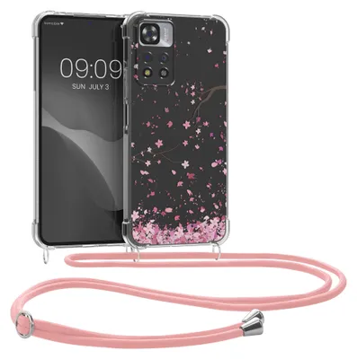 Produktbild von kwmobile Necklace Case kompatibel mit Xiaomi Redmi Note 11 Pro+ 5G / Note 11 Pro Plus 5G Hülle - Silikon Cover mit Handykette - Rosa Dunkelbraun