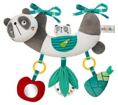 Produktbild von Akuku Panda-Anhänger mit Spiegel und Rassel für Kinderwagen und Babybett