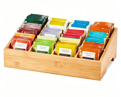 Bambus Teebeutel-Organizer, 12 Fächer, 30,7x18,8x5,8 cm