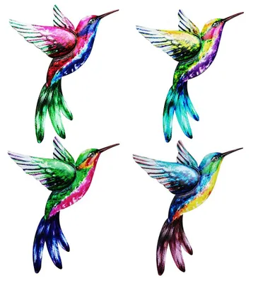 4er-Set Metall Kolibri Wandkunst, 3D Vogel, Garten Deko
