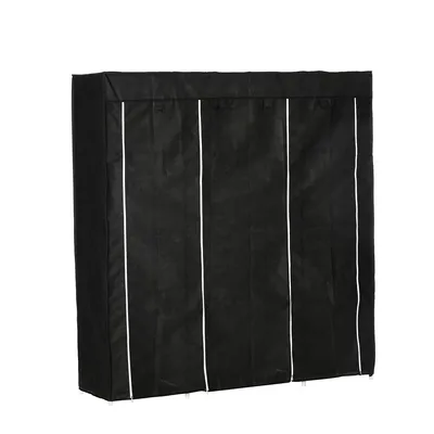 Obrázek produktu pro Přenosná skříň na zip Skládací skříň z netkané textilie do ložnice a šatny 150x43x162,5 cm černá