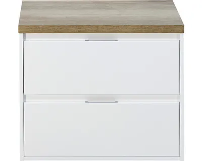 Produktbild von Sanox Waschtischunterschrank Porto BxHxT 70,2 x 58 x 50 cm mit Waschtischplatte weiß hochglanz / Eiche natur