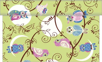 Produktbild von Sovie HOME Tischläufer Bertha in Kiwi aus Linclass® Airlaid 40 cm x 4,80 m, 1 Stück - Eulen Kinderdesign