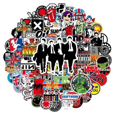 Productafbeelding van Stickers van een rockband, 100 stuks, waterdicht, PVC, voor zelfdecoratie