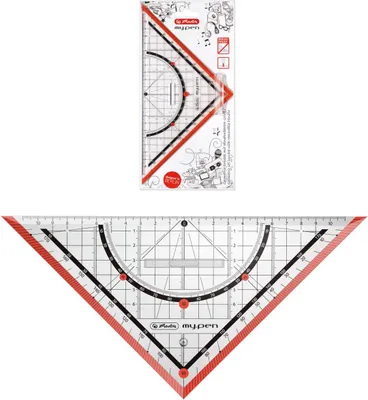 Produktbild von Herlitz Geometriedreieck "my.pen" / 25cm / mit Griff / Farbe: rot