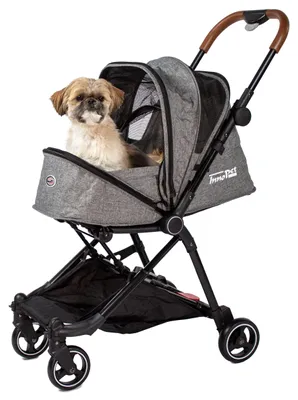 Produktbild von Hundebuggy für kleine PKW Innopet City Grau kompakter Hundebuggy Katzenbuggy einhändig faltbar Hundewage für kleine Hunde und Katzen Kunstleder-Schiebegriff, vier Räder