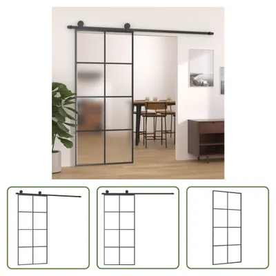 Produktbild von The Living Store Schiebetür mit Beschlag 90x205 cm ESG-Glas & Aluminium
