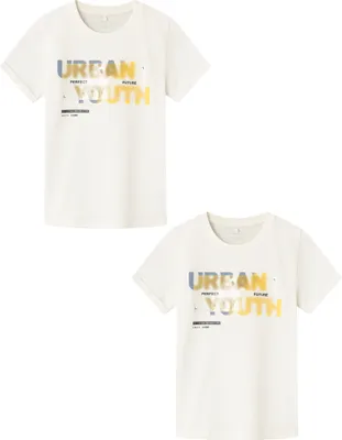 Produktbild von NAME IT T-Shirt 2er-Set Print Design Lockeres Rundhals Shirt Größe: 122-128
