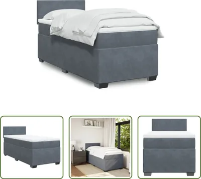 Produktbild von The Living Store Boxspringbett mit Matratze Dunkelgrau 100x200 cm Samt
