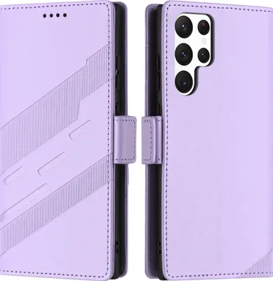 Image de Etui pour Samsung Galaxy S24 Ultra, étui portefeuille en cuirPolyuréthaneavec fente pour cartes et fonction stand Violett