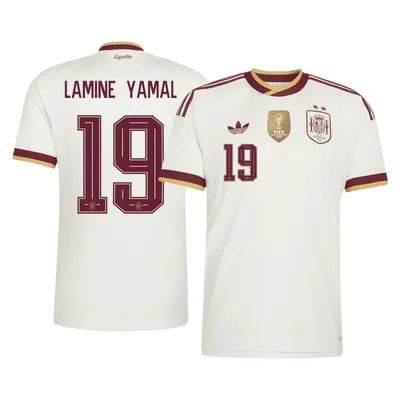 Immagine prodotto di #19 LAMINE YAMAL Maglia da trasferta della Spagna per i Mondiali 2026, edizione a 2 stelle, campionessa del mondo (edizione giocatore). misurare:L