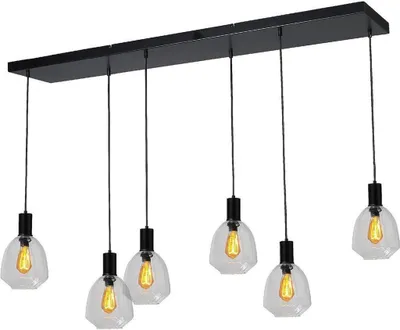 Produktbild von masterlight Pendelleuchte Porto 6-flammig Glas Transparent 130x24cm