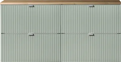 Produktbild von Doppel-Waschtischunterschrank 120cm, grün und Eiche, NEWPORT-56-GREEN