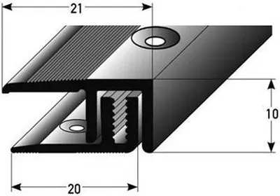 Produktbild von PROVISTON | Abschlussprofil | Aluminium eloxiert | Silber | Breite 21 mm | Höhe 7 - 15 mm | Länge 1000 mm | Gebohrt | Einfassprofil | Einschubprofil | Abschlussleiste | Bodenprofil | 1 Stück