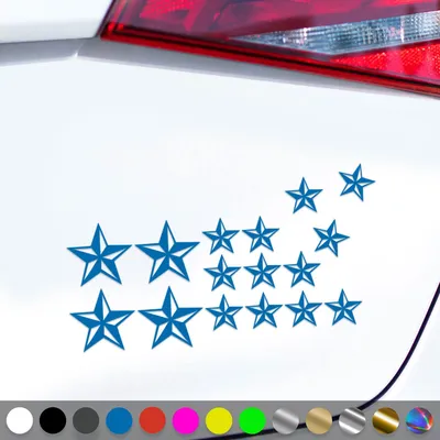 Produktbild von PantherPixel Sterne Set Aufkleber Nautischer Kompass Seefahrt Sticker Auto Geschenkidee Farbe Blau