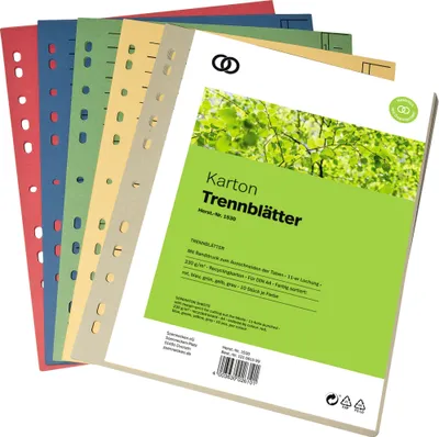 Produktbild von Trennblatt oeco 1530 A4 230g sortiert 50 Stück Packung mit 10 Stück