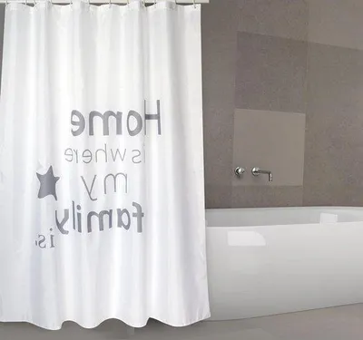 Image de Rideau de douche imperméable 180 x 200 cm, blanc et noir, antibactérien
