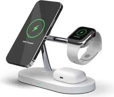 Produktbild von Weiß – 3-in-1 Magnetische kabellose Ladestation, Schnellladestation für Apple Watch 6, 5, 4, 3 A