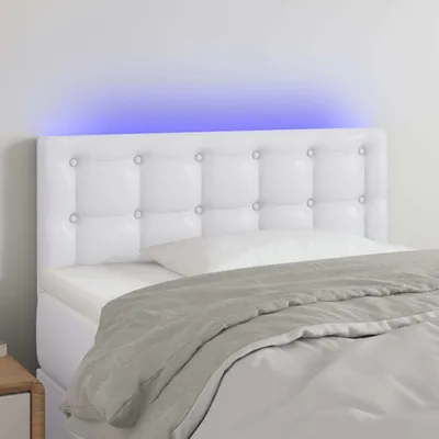 Produktbild von vidaXL LED Kopfteil Weiß 90x5x78/88 cm Kunstleder - LED Kopfteil - LED Kopfteile - Kopfteil - Bett-Kopfteil