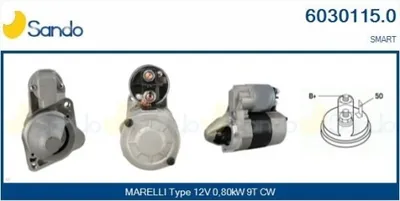 Produktbild von SANDO 6030115.0 Starter Anlasser 0,80kW für SMART CITY-COUPE (450) 12V