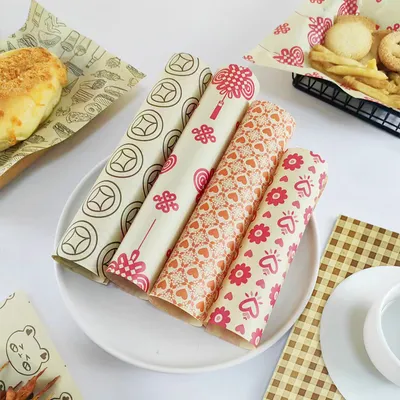 Produktbild von 100 blätt Weihnachten Wachspapier für Lebensmittel, Einwickelpapier für Süßigkeite Kekse Sandwich Frittierte Lebensmittel Fettdichtes Papier