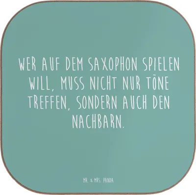 Produktbild von Mr. & Mrs. Panda Holzuntersetzer Saxophon Spieler - Meeresbrise - Geschenk, Saxophonlernen, Musikrichtung, Musik, Lernen, Coaster, Musikhumor, Blasinstrument, Musiker